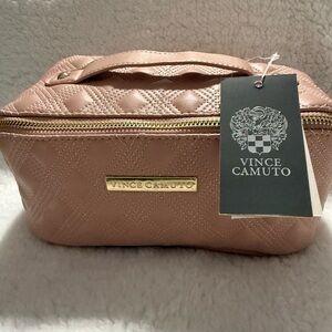 Vince Camuto Blush Pink Quilted Cosmetic Bag Travel Case NWT